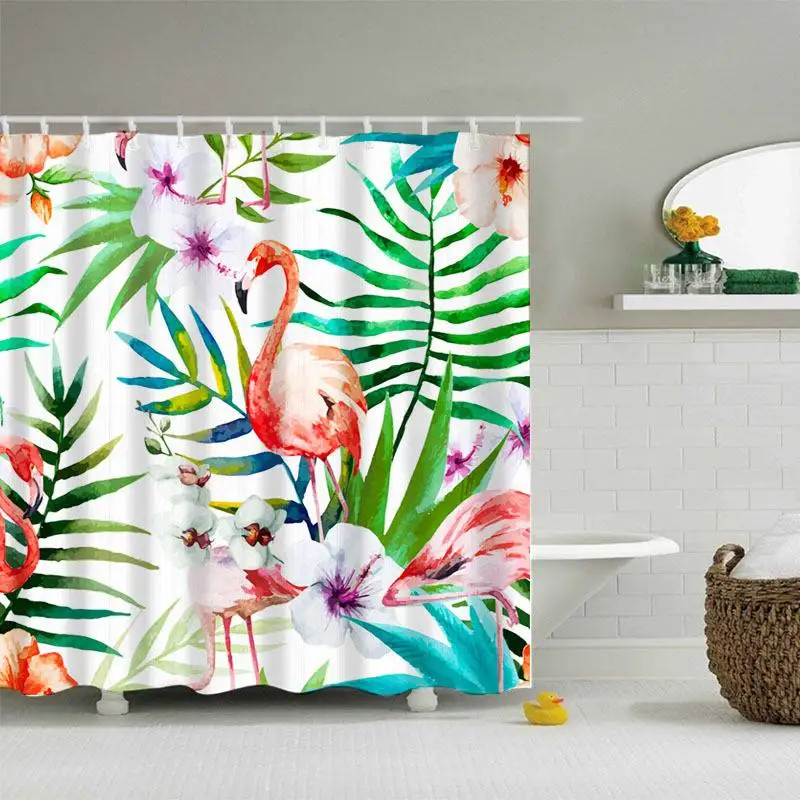 Waterproof Flamingo Shower Curtain Digital Printing Washable Bath With Rings For Home Decor 71&quotX71" New | Дом и сад