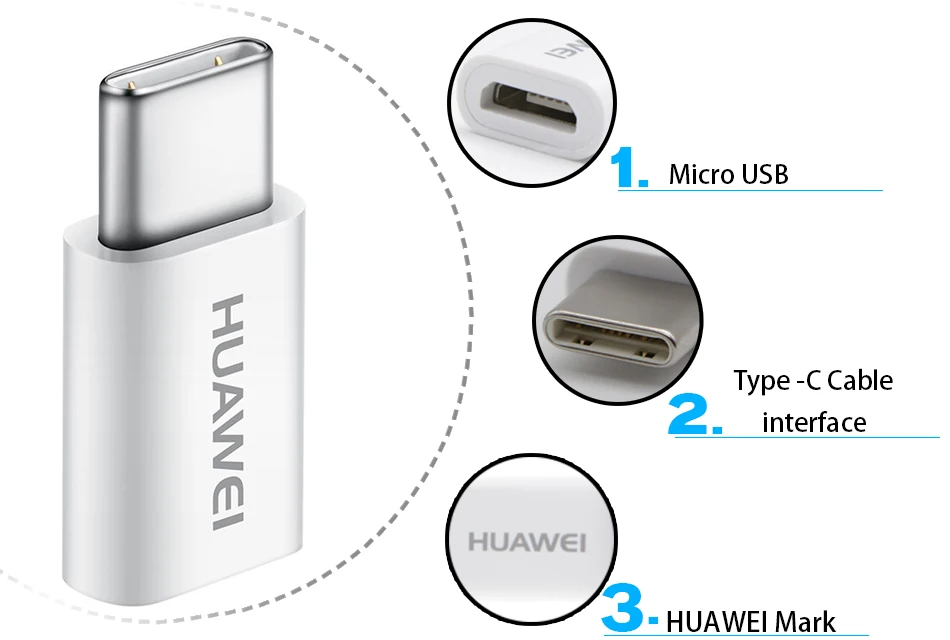 Адаптер huawei Micro USB-type C mate 9 10 P20 Pro P10 Plus Honor note 8 9 10 V10 P9 type-C для зарядного устройства