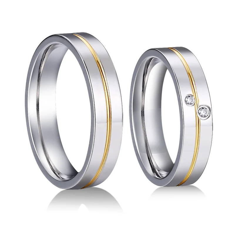 

High Polishing Lover's allainces Mens promise ring health titanium steel anniversary wedding band couple rings for women
