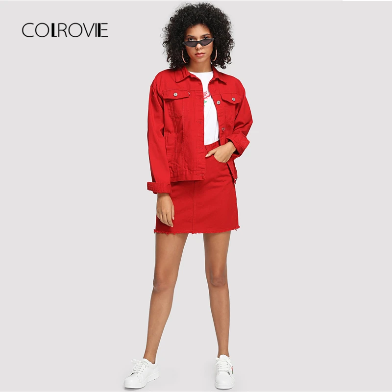 Женская Повседневная мини юбка COLROVIE с потертыми краями и карманами на весну