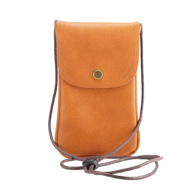 Универсальная Повседневная мини-сумка для телефона размером 5,5-6,0 дюйма, подвесная сумка-мессенджер на шею, сумка из искусственной кожи чехол с карманом и отделением для карт, сумка через плечо - Цвет: Brown