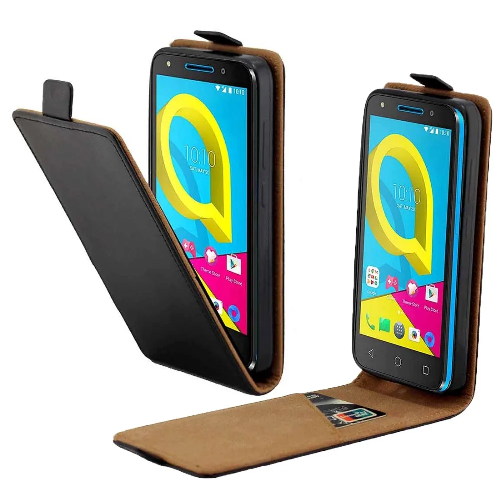 Вертикальный защитный кожаный чехол для Alcatel U5 из ТПУ в деловом стиле с