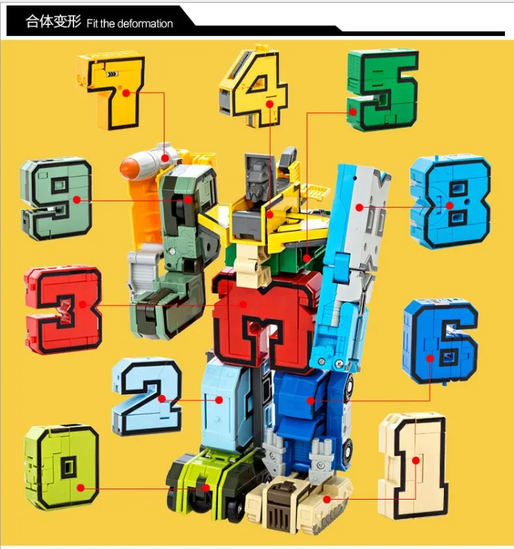 Billig GUDI blöcke Roboter Bricks 10 in 1 Kreative Montage Pädagogische Action figuren Transformator Anzahl Gebäude Block Modell Kinder Spielzeug geschenk 10 digitals roboter Transformator blöcke