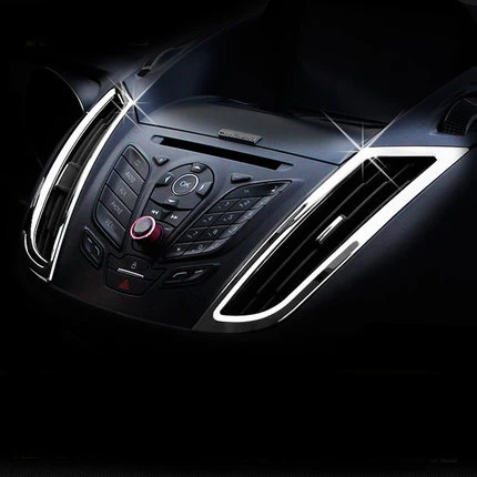 

Air Conditioning Front Outlet Cover Frame Interior Trim Chrome ABS car stickers Car Accessories For Ford Kuga Escape 2013 2014