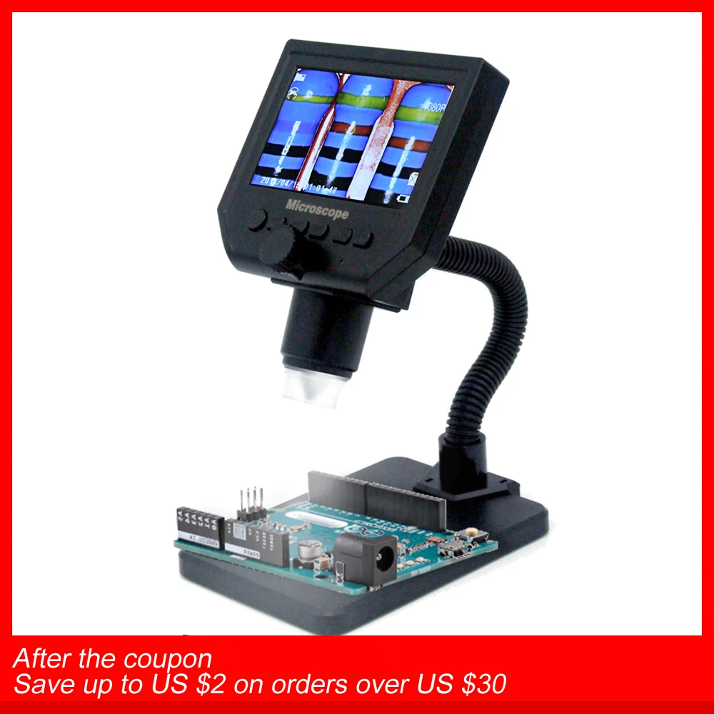 

G600 600X HD 3.6MP 8 LEDs Portable LCD Digital Microscope 4.3" Electronic HD Video Microscopes Endoscope Magnifier Camera