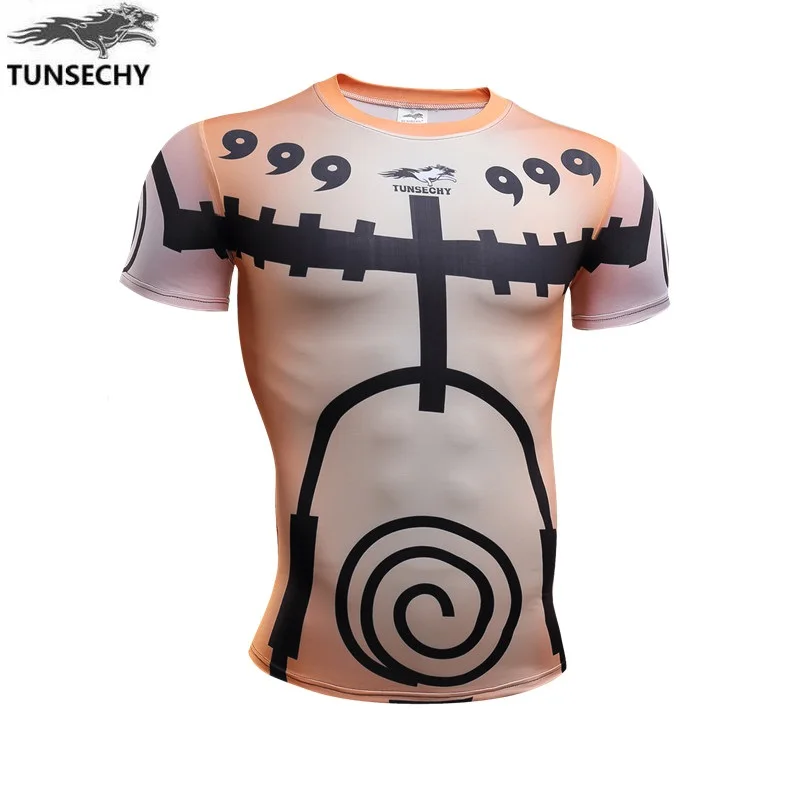 

New TUNSECHY brand 3D digital printing tight man short sleeve T-shirt nine-tailed fox 3 d cartoon T-shirt design