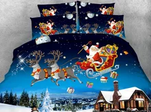 6 Pièces Par Ensemble Beaucoup Noël Conceptions de Lit Feuille Ensemble père noël et ses Rennes Voler dans le Ciel De Noël 3d lit ensemble