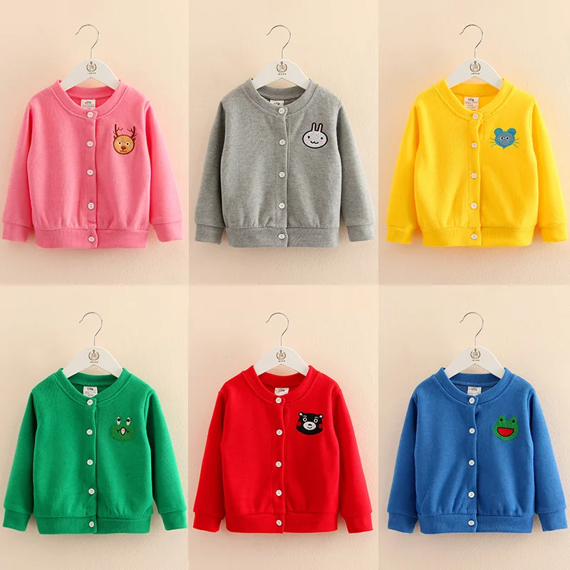 

2019 Autumn Male Female Children'S Clothing Baby Boy Girl Long-Sleeve Outerwear Cartoon Animal Head Embroidery Cardigan for Boys