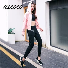 Набор для йоги и спорта куртка+ йога Штаны, комплект из 2 предметов, спортивная одежда для бега, спортивный костюм, одежда для спортзала фитнеса Бег Уличный спорт одежда