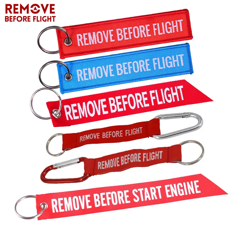 Keyring I'd Rather Be Flying Remove Before Flight tag keychain RED 