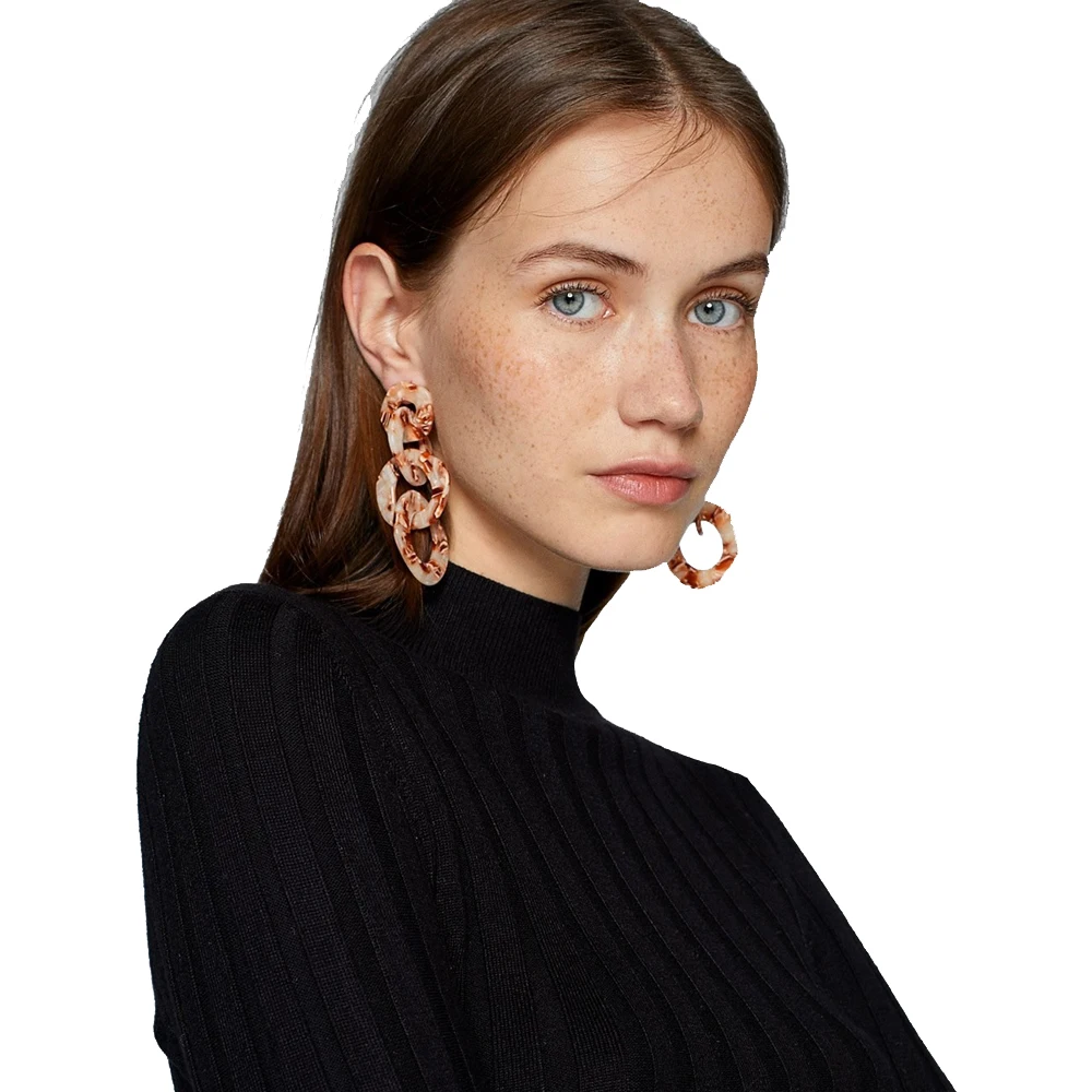 

New Fashion Acrylic Resin Drop Earrings Vintage Big Geometric Long Twisted Dangle Earrings for Women ZA Jewelry Brincos 2019