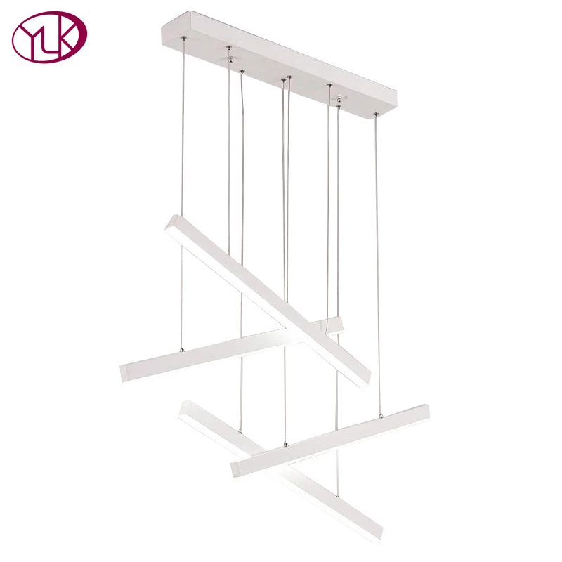 

Youlaike White LED Chandelier Lighting Rectangle Dining Room Acrylic Light Fixture Modern Suspension Wire Lampadari