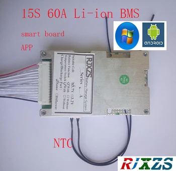 

15S 60A smart board lipo lithium Polymer BMS/PCM/PCB battery protection board for 15 cells 18650 Battery w/balance w/APP