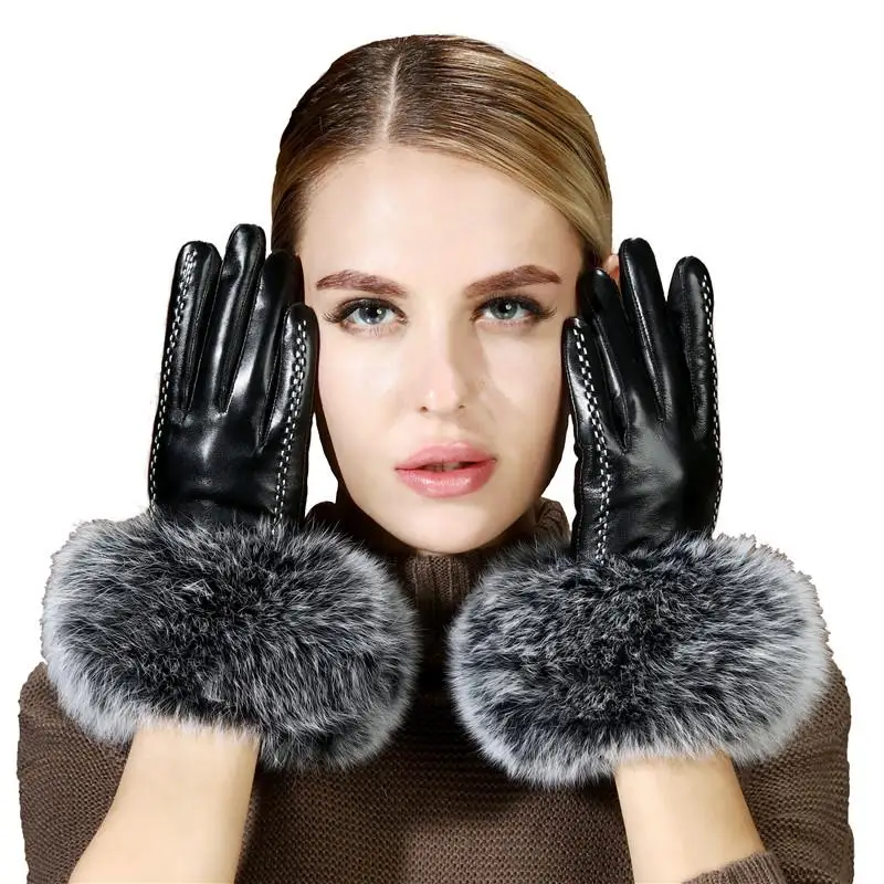 2021 new arrival hot sell high quality women real fox fur Gloves lovely ladies genuine fox fur gloves