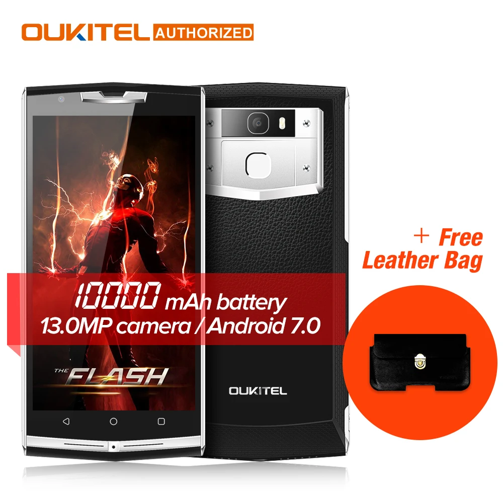 $30 Gift Bag!! 10000mAh Quick Charge Oukitel k10000 pro 4G Mobile Phone 5.5'' FHD 3GB 32GB Android 7.0 13.0MP Rear Smartphone