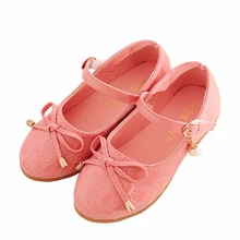 WENDYWU 2016 princesse filles en cuir shoes pu plat arc-noeud shoes solide shoes fille plat shoes noir perle appartements rouge