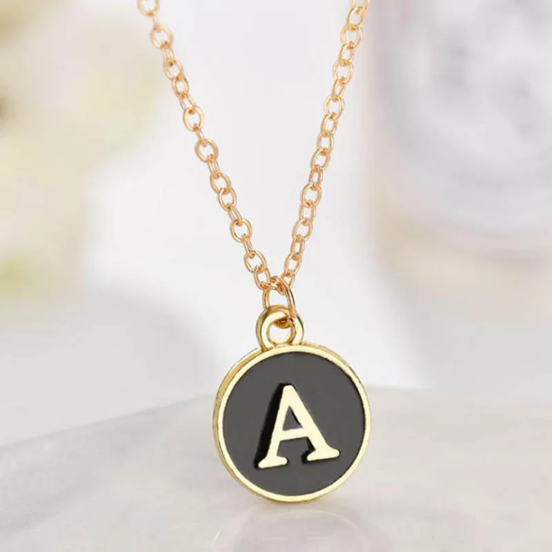 Золотое ожерелье с буквами, модная черная круглая подвеска с буквами, индивидуальный дизайн, ожерелье s& Кулоны для женщин, подвеска, воротник, ювелирное изделие, подарок