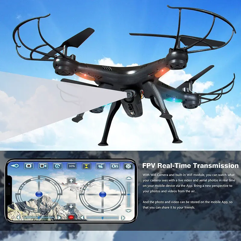 Quadcopter Drone Z9 Wifi RTF 2.4 4CH US Helicopter Headless Mode One Key Return HD Camera Drone with WiFi FPV Quadcopter Toys