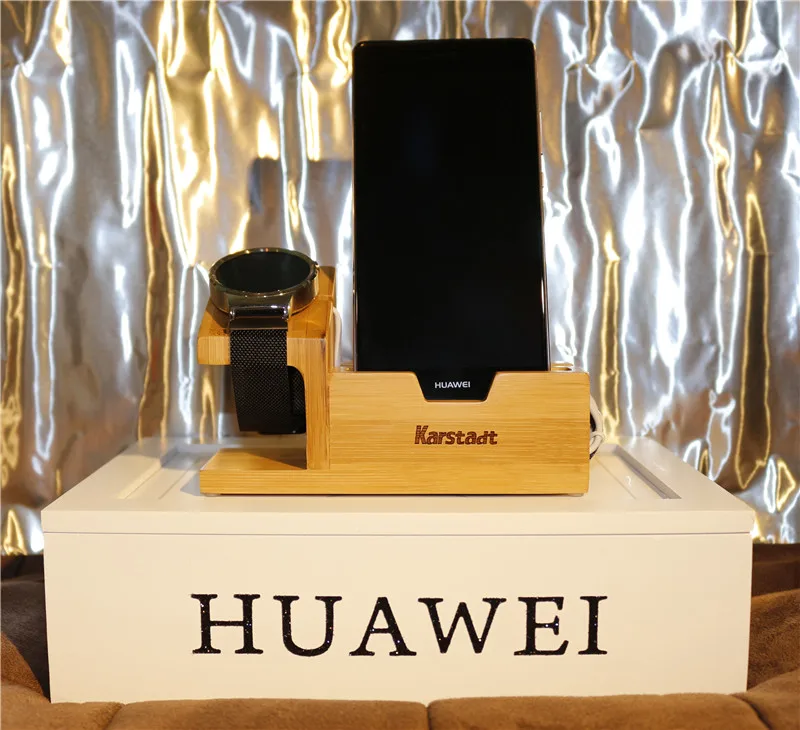 Bamboo Wood with 3 port USB Charging Stand Dock Station Bracket Holder For Huawei Watch For