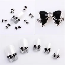10 шт 3D Сплав Стразы дизайн ногтей галстук-бабочка блестки ломтик DIY украшения черный для женщин Красота May11