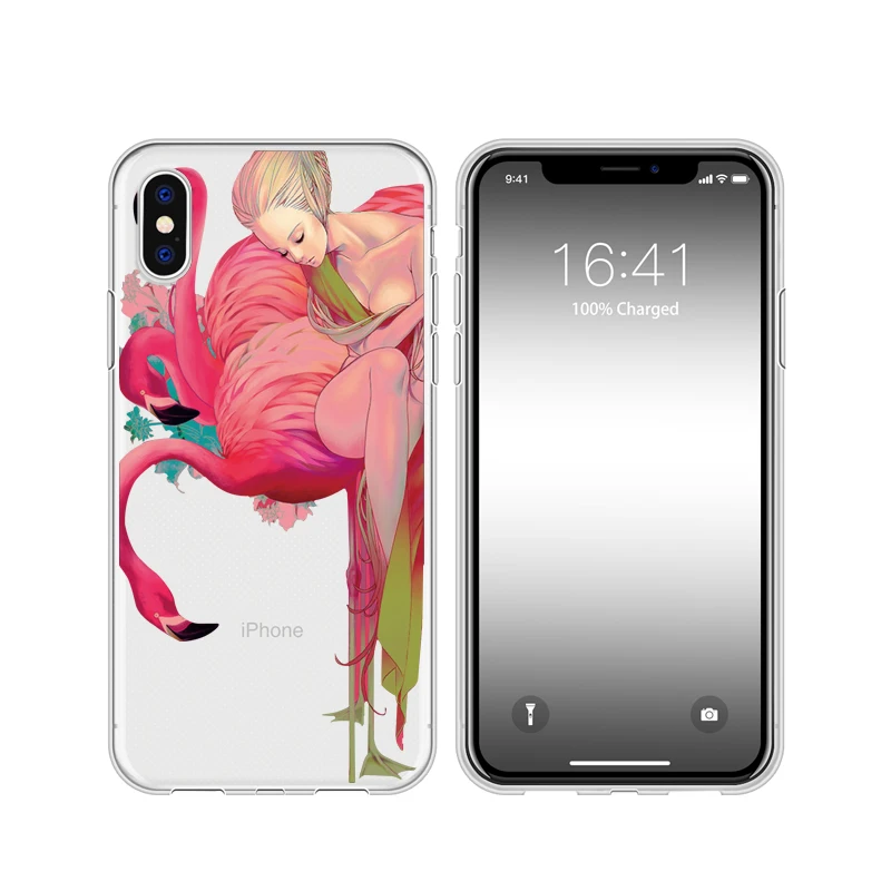 Модный популярный розовый чехол для телефона с рисунком фламинго iPhone 11 MAX XR X
