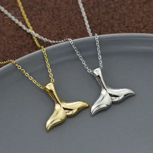 

Nautical Floating Whale Tail Necklace For Women Birthday Gift Copper Alloy Dolphintail Pendant Choker Chain Collares Mujer Bff