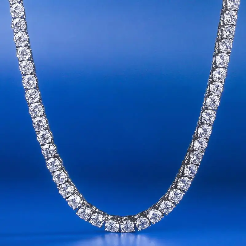

Iced Out Tennis Chain 4mm White Gold Mens Hip Hop Tennis Chain Necklace CZ Stone Tennis Link Hip Hop Jewelry Luxury Brand