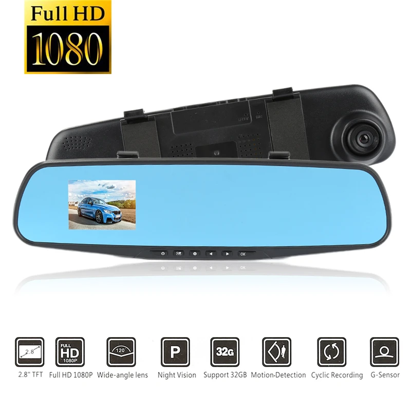 

POPSPARK Full HD 1080P Night Vision Car DVR Auto 2.8 Inch Front Mirror Digital Video Recorder Single Camcorder Car Accessories