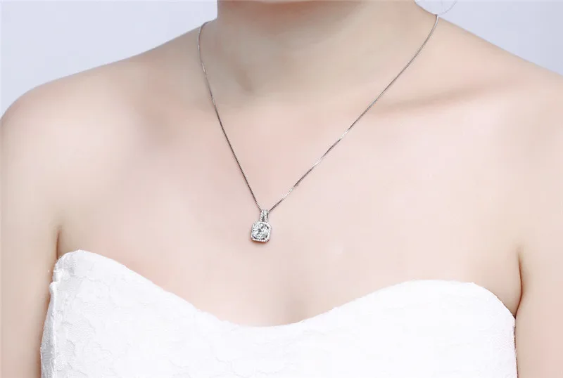 Personality Square Cubic Zirconia Clavicle Chain Necklaces & Pendant Silver Color Fashion Crystal Wedding Jewelry For Women N166 (14)