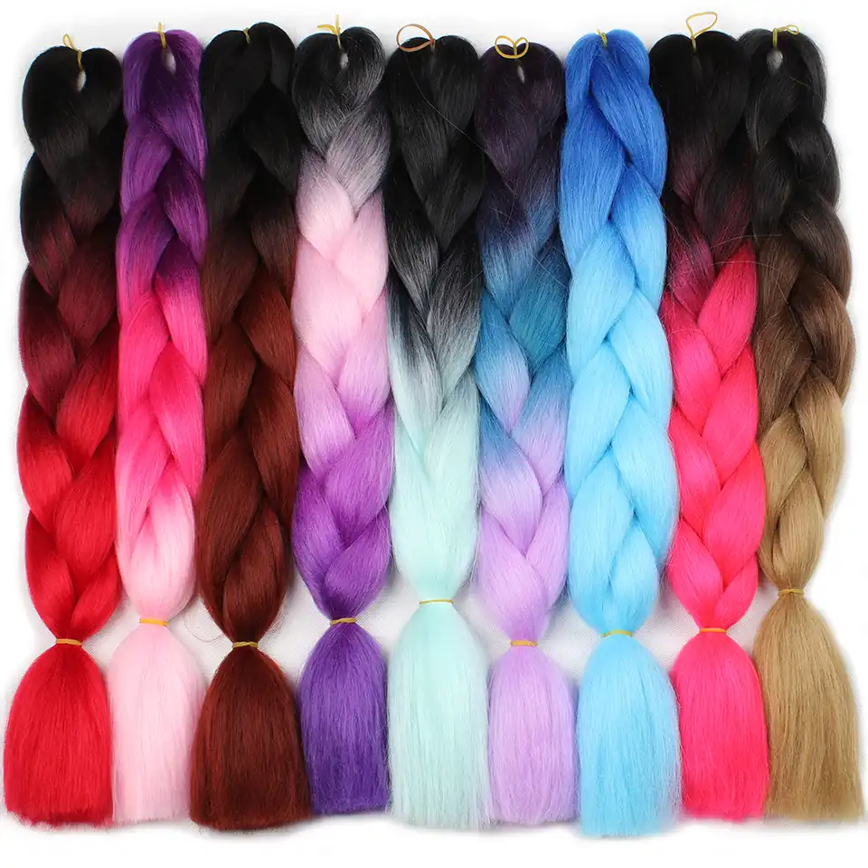 Leeven 24 100g Purple Blue Pink Jumbo Braids Synthetic Ombre