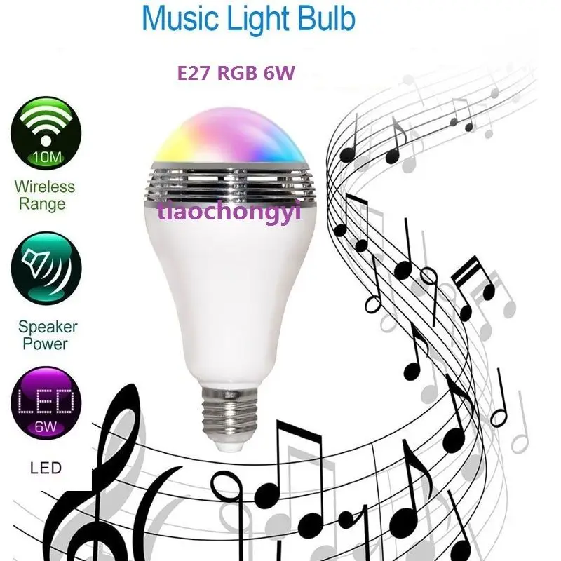 6W LED RGB Color Bulb Light E27 Bluetooth Control Smart Music Audio Speaker Lamp