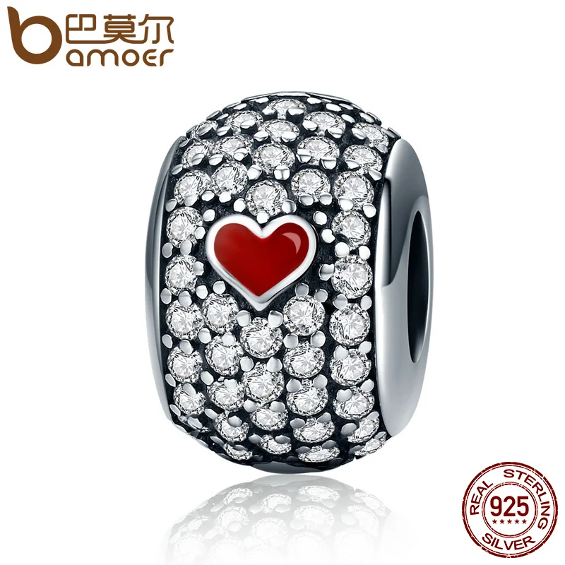

BAMOER New Collection Authentic 925 Sterling Silver Forever Love Poker Pave Beads fit Charm Bracelet Jewelry Making Gift SCC153