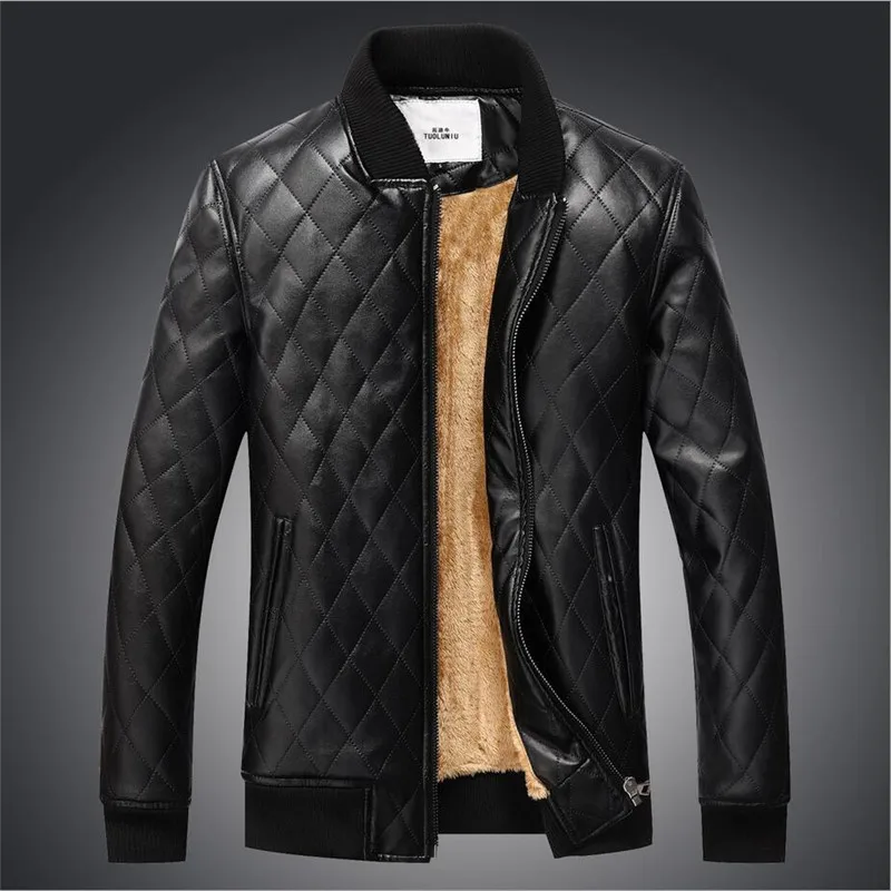 Winter Leather Jacket Men new 2017 Garment Casual Thick Warm Male