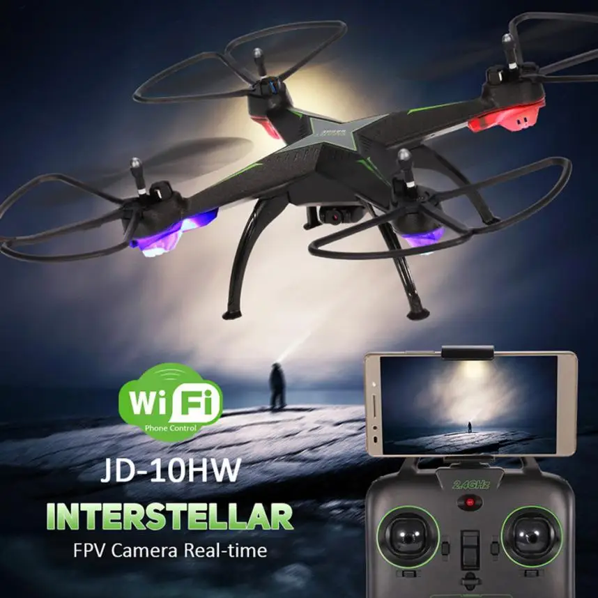 JD 10HW Led Night Fly 2 4G 4CH 6 осевая 2MP камера WIFI FPV Дрон RC Квадрокоптер Z922|rc quadcopter wifi|drone wifi