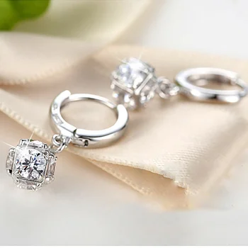 

Diamond Earrings for Women Jewelry 925 Sterling Silver Color Geometric Kolczyki perola bizuteria Orecchini peridot Earrings