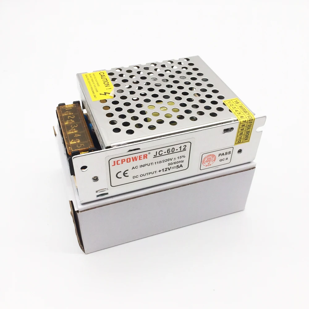 DC12V 5A трансформаторы светодиодный драйвер Мощность адаптер для Светодиодные ленты Выключатель света Питание AC85-265V