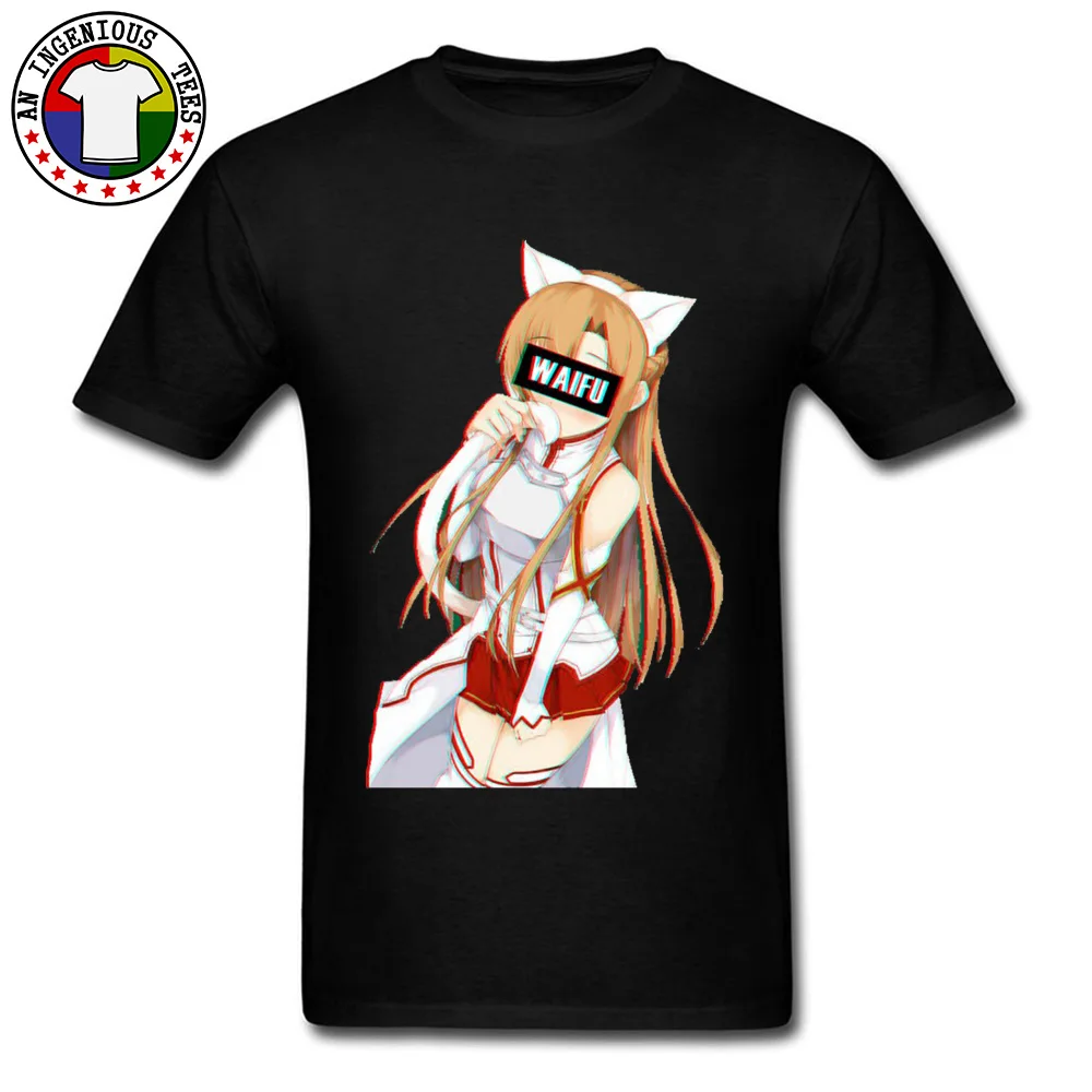 Neko-Waifu-Zero-Two- 100% Cotton Men Short Sleeve Tops & Tees 3D Printed NEW YEAR DAY T Shirt Family Round Collar Tops T Shirt Neko-Waifu-Zero-Two- black