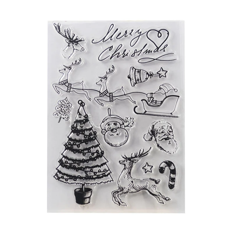 

New Christmas Tree Elk Santa Claus Transparent Silicone Stamps For Scrapbooking Making Decorative Gifts Stationery Set