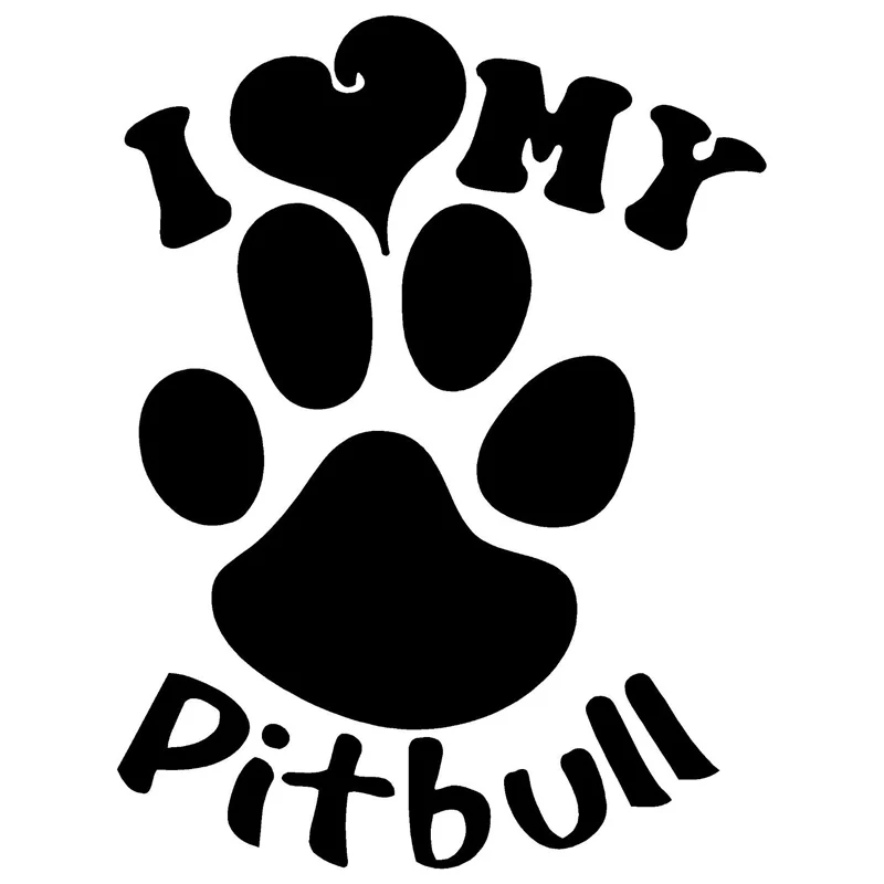 

11.5*15.1cm I Love My Pitbull Animal Fooprint Pattern Car-Styling Sticker Plastic Emblem Side Window Badge Rear Fender Emblem
