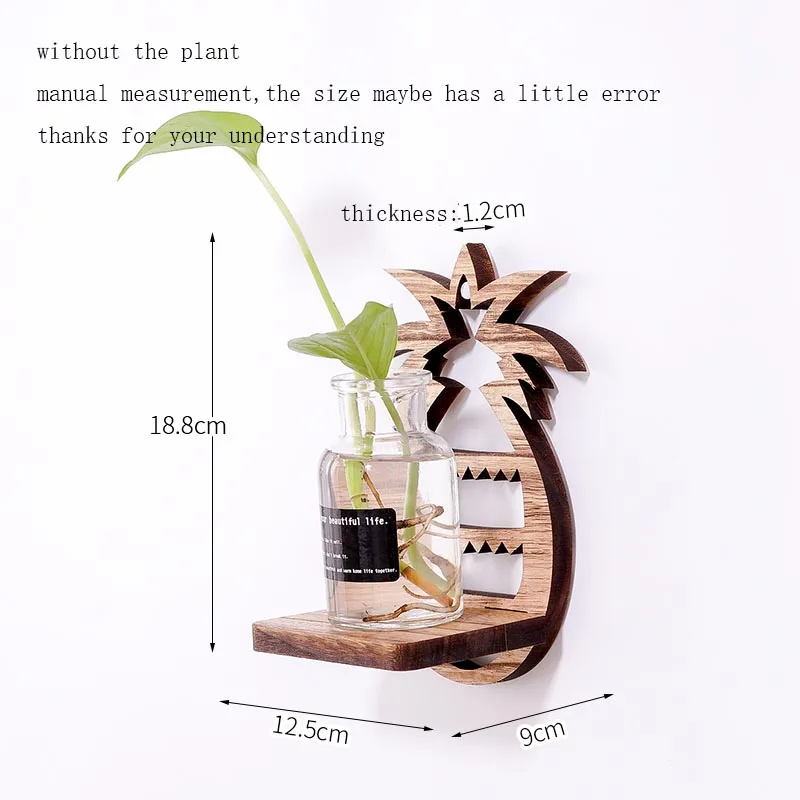Креативное украшение орнамент деревянная прозрачная ваза для цветов Scindapsus держатель гидропоники вазы бонсай настенная бутылка