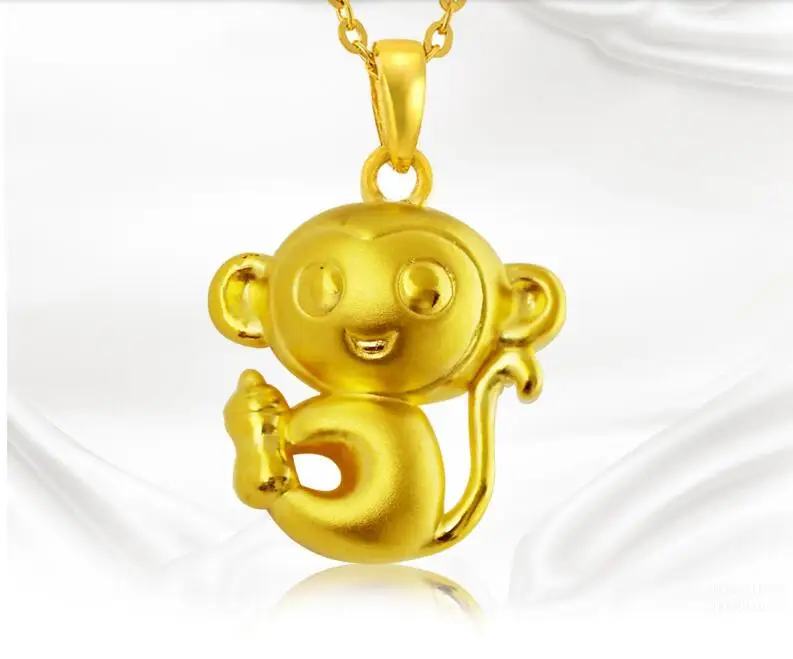 

3D hard gold Zodiac pendant foot gold monkey pendant necklace female jewelry metal phase
