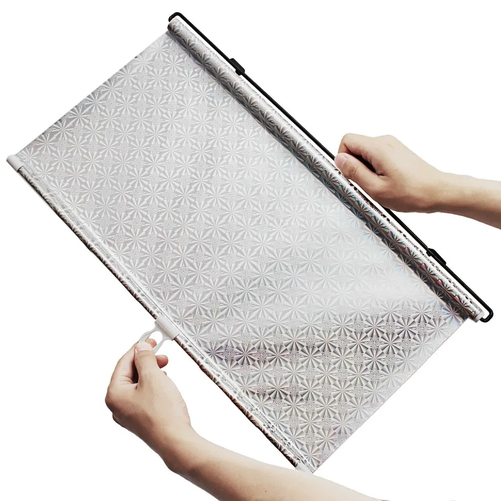 

Hot Sale Car Sun Shades Silver 45x125cm Car Auto Anti-UV Window Roll Blind Sunshade Windshield Sun Shield Visor Window Foils