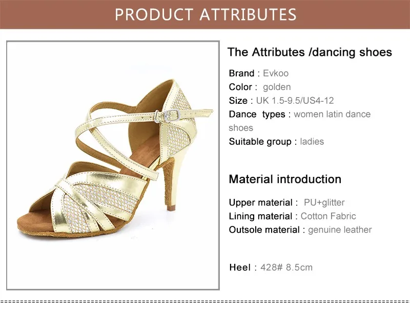 Evkoo танцевальная самая удобная Золотая новая стильная танцевальная обувь для сальсы и бальных танцев Каблук 8,5 см обувь для латинских танцев Женская Evkoo-267