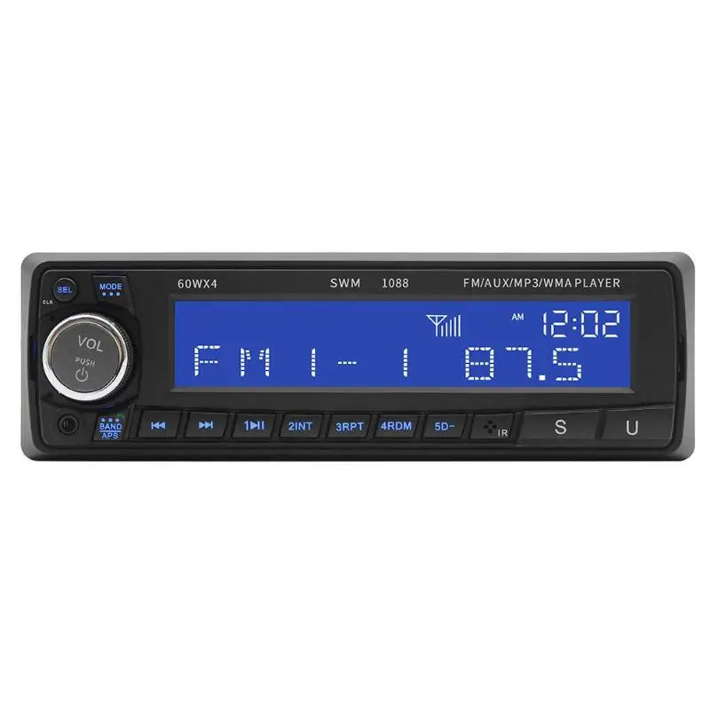1din автомобильный стерео SWM 1088 MP3 плеер FM Радио BT AUX USB2.0 с пультом дистанционного управления автомобильный стерео плеер Отображение времени без потерь музыка