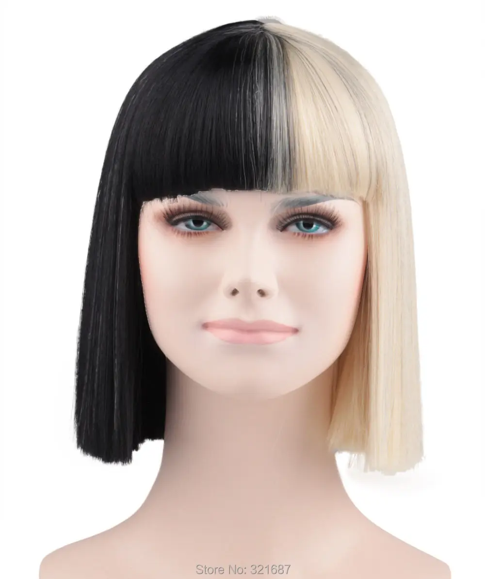Ccutoo Sia Bangs Trim To Eyes Half Black And Blonde Medium