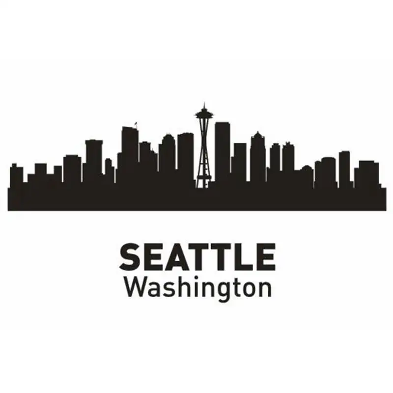 seattle city decal landmark skyline wall stickers sketch decals poster parede home decor stickerchina