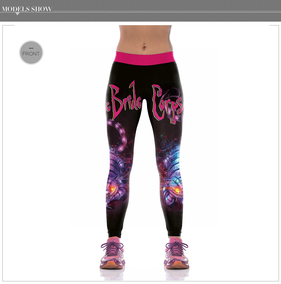 [You're My Secret] Halloween Women Leggings High Waist Silm Fitness Leggins Alice In Wonderland Smile Cat Digital Print Pants seamless leggings