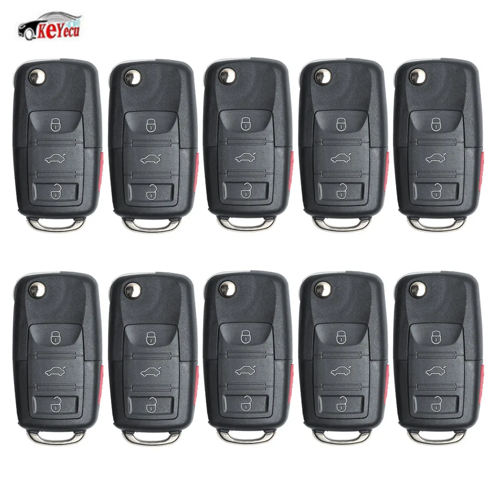 

KEYECU 10Pcs New Replacement Remote Car Key Fob 315MHz ID48 Chip 4 Button for Volkswagen 2011-2016 GTI Jetta Eos Golf NBG010180T