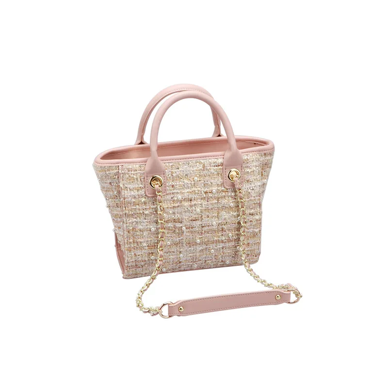 

2018 autumn new tide woolen pearl handbag wild shoulder messenger bag