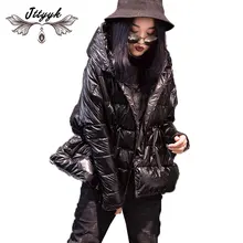 Зимняя короткая Хлопковая женская куртка большого размера с одной пряжкой и рукавом «летучая мышь», винтажная теплая пуховая хлопковая куртка с капюшоном, Женское пальто, парки L327